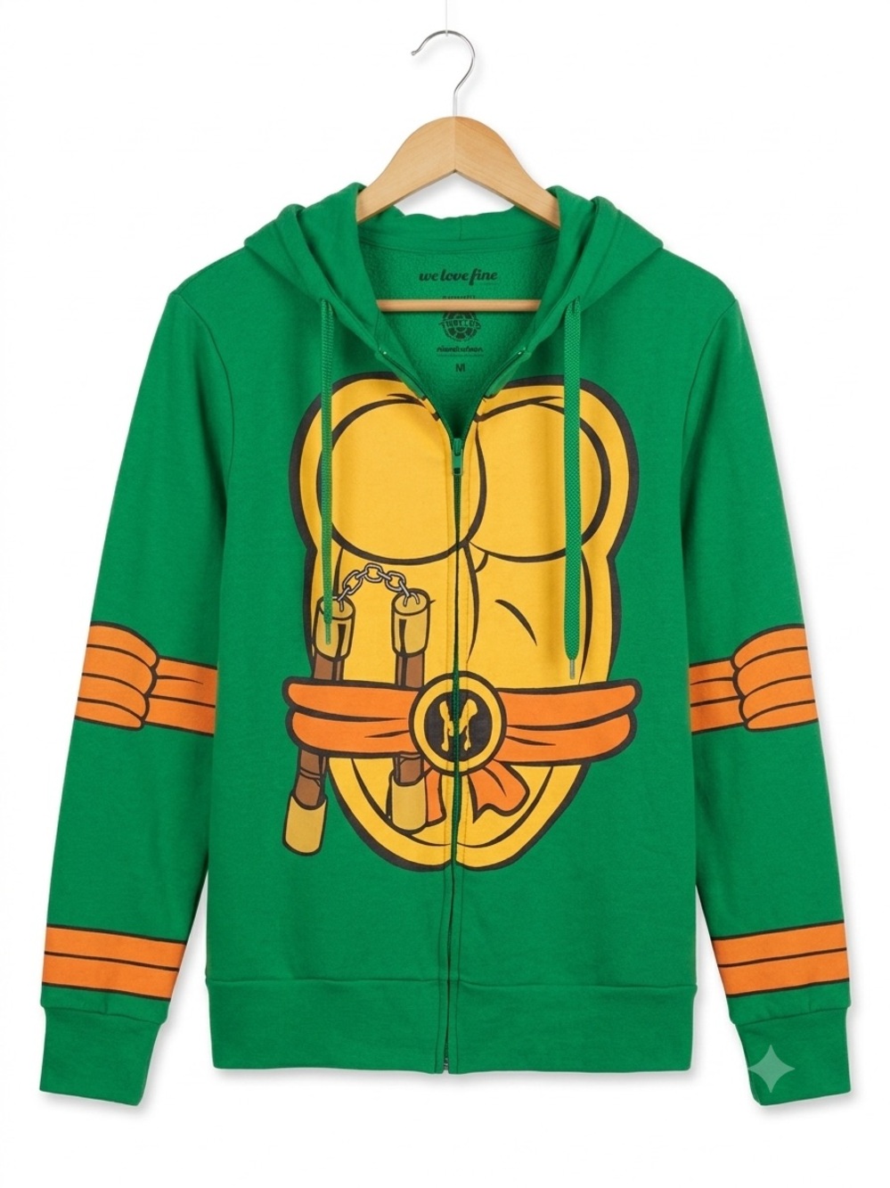We Love Fine TMNT Michelangelo Mikey Costume Zip Up Hoodie Medium